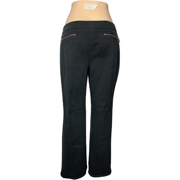 MICHAEL KORS Black Denim Embellished with Gold Hardware Zippers Size 14 - Picture 5 of 15